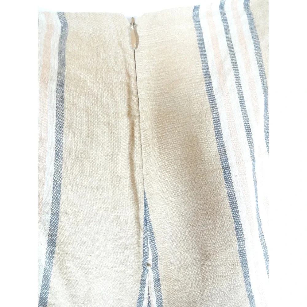 VTG Banana Republic Wide Leg Pants Womens S Tan Striped Linen Coastal Trousers